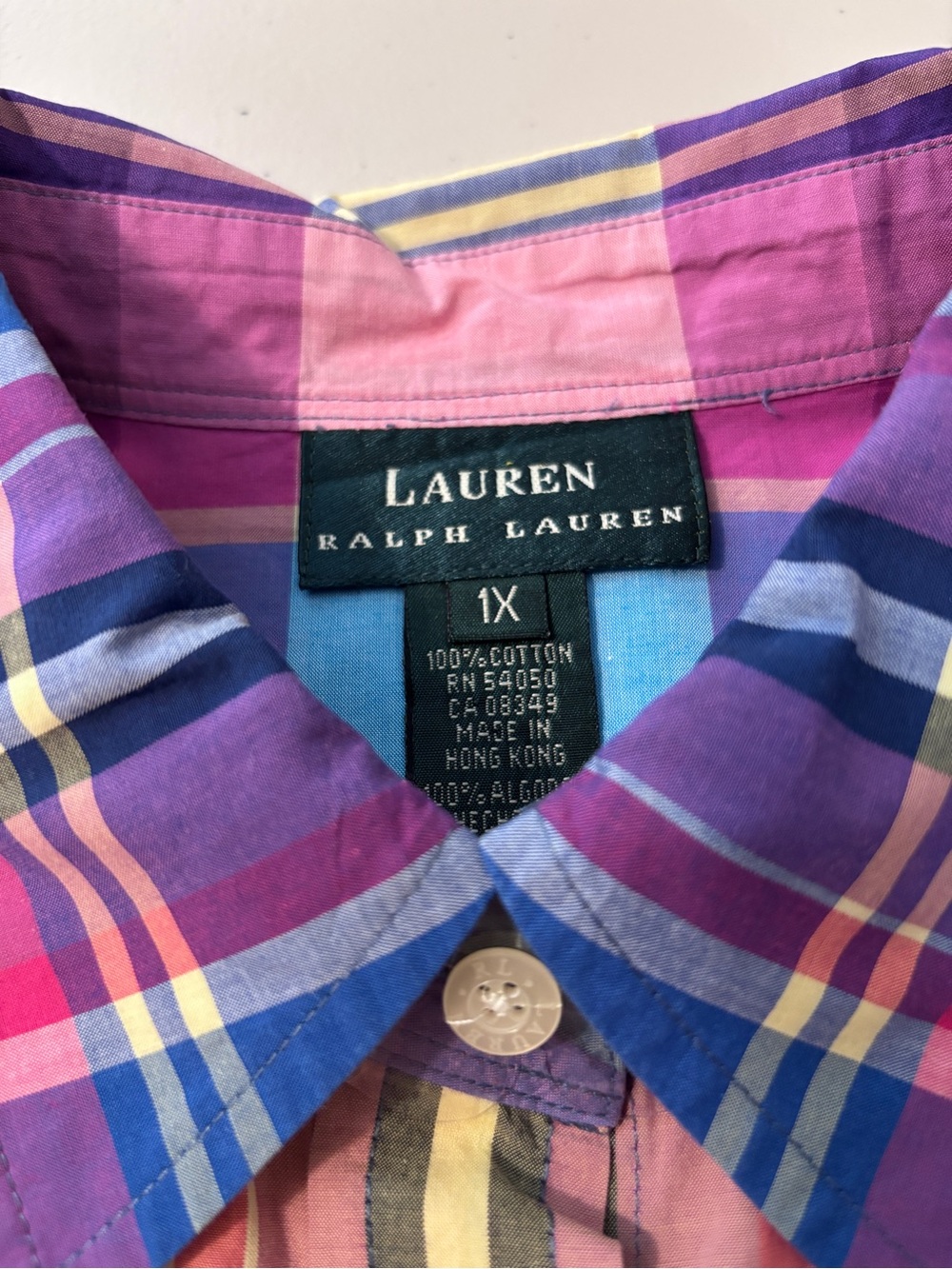 Vintage Ralph Lauren Womens Multicolor Plaid Button Down Shirt Size XL Hamptons - Picture 7 of 8